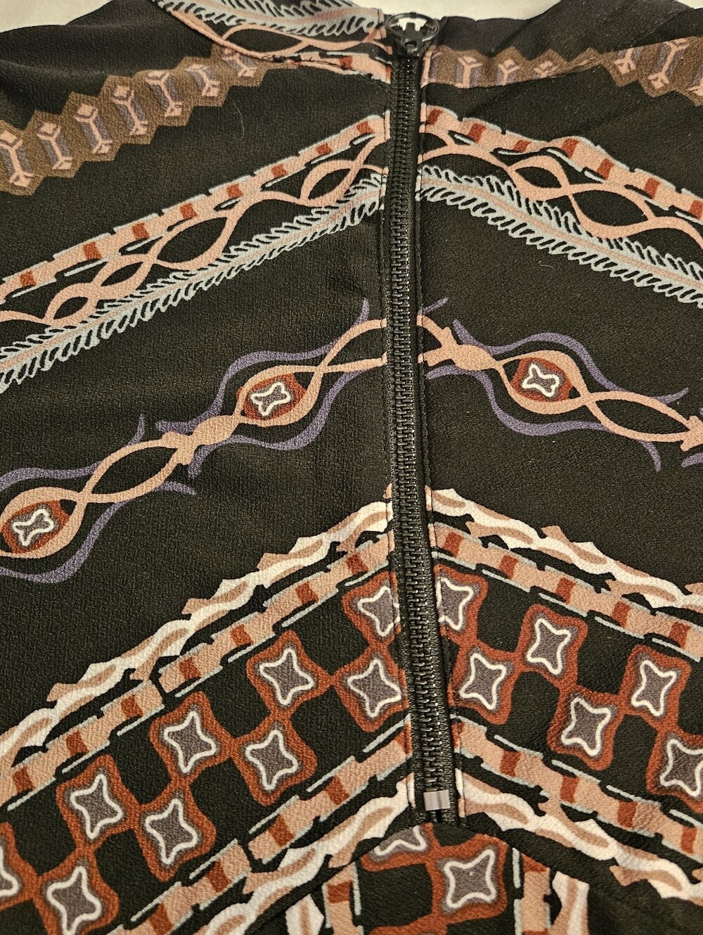 Free People Small Black Geometric Print Long Sleeve Mini Dress Boho - Picture 6 of 16